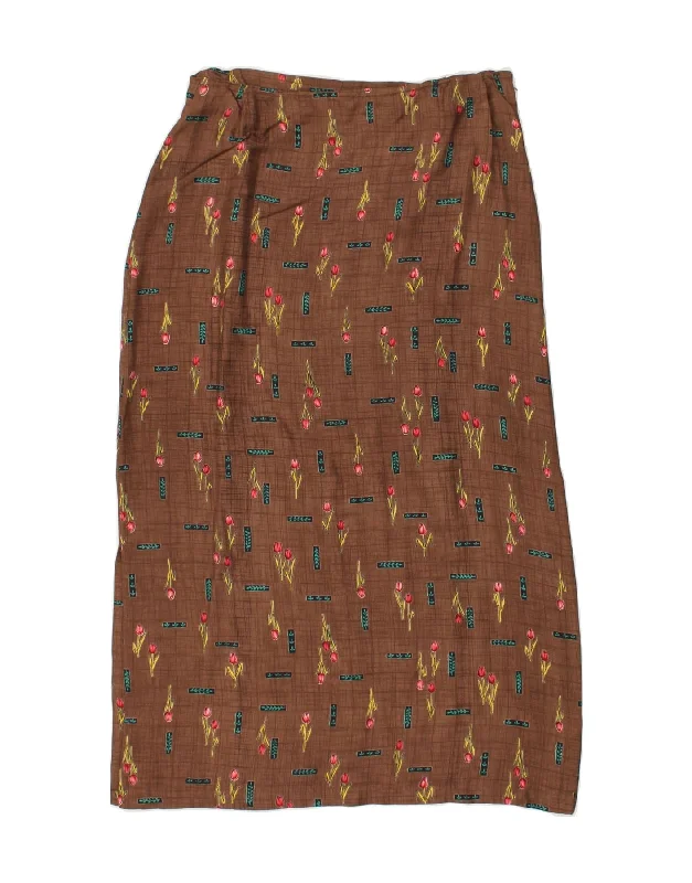 VINTAGE Womens A-Line Skirt W28 Medium  Brown Floral lace skirt intricate