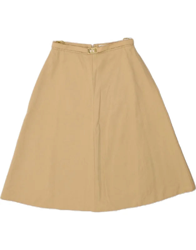 VINTAGE Womens A-Line Skirt W30 Medium  Beige Polyester velvet skirt plush