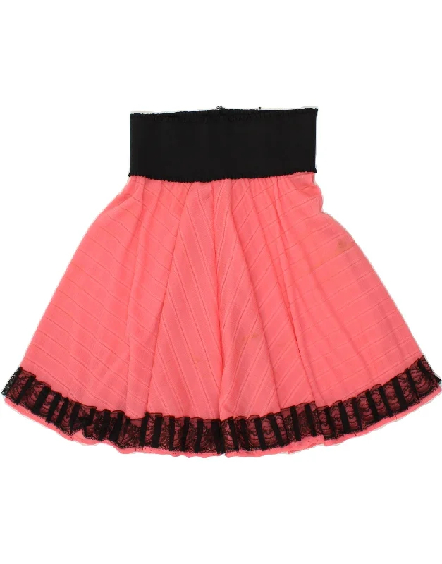 VINTAGE Womens A-Line Skirt W30 Medium Pink Colourblock seamless skirt comfort