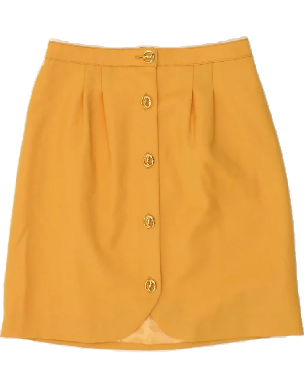 VINTAGE Womens A-Line Skirt W30 Medium  Yellow lace skirt delicate
