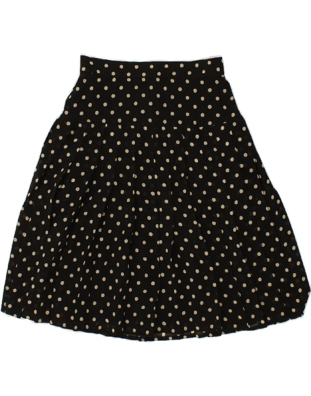VINTAGE Womens High Waist A-Line Skirt IT 42 Medium W28 Black Polka Dot linen skirt natural VINTAGE Womens High Waist A-Line Skirt IT 42 Medium W28 Black Polka Dot linen skirt natural