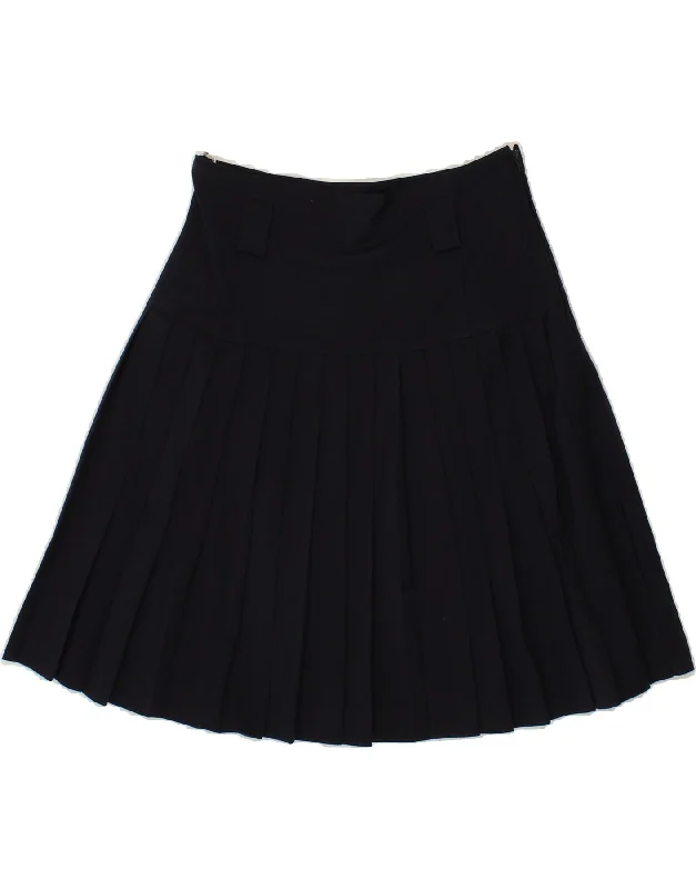 VINTAGE Womens Knife Pleated Skirt EU 38 Medium W28 Navy Blue Wool floral skirt print VINTAGE Womens Knife Pleated Skirt EU 38 Medium W28 Navy Blue Wool floral skirt print