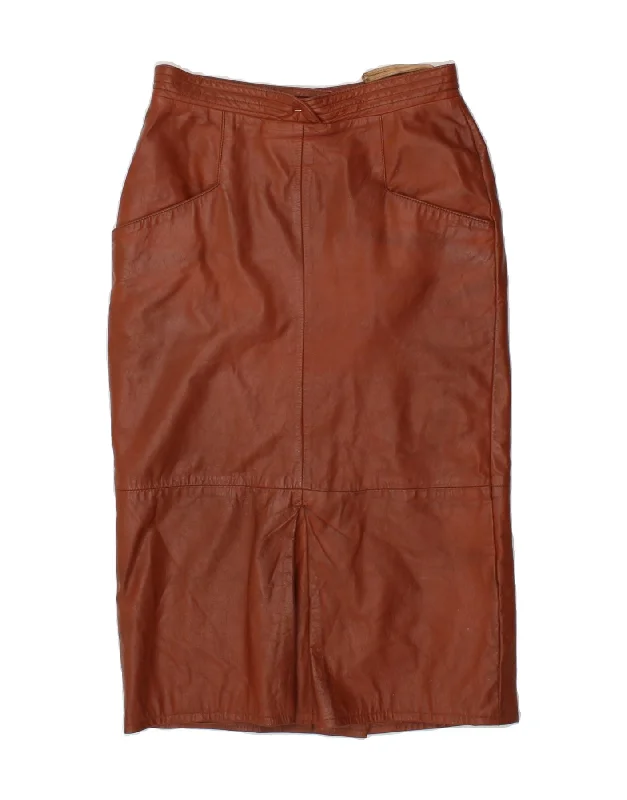 VINTAGE Womens Leather Skirt W28 Medium  Brown Leather leather skirt durable