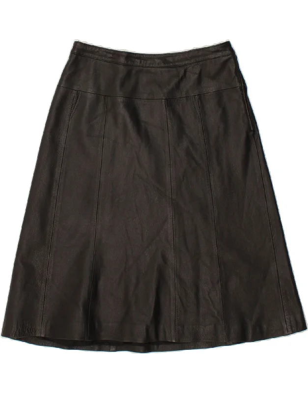 VINTAGE Womens Leather Skirt W30 Medium  Black Leather chiffon skirt airy