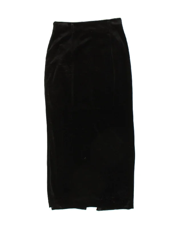 VINTAGE Womens Maxi Skirt W28 Medium Black Polyester lightweight skirt design