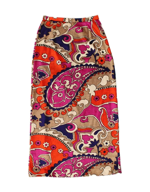 VINTAGE Womens Maxi Skirt W28 Medium  Red Paisley chiffon skirt delicate