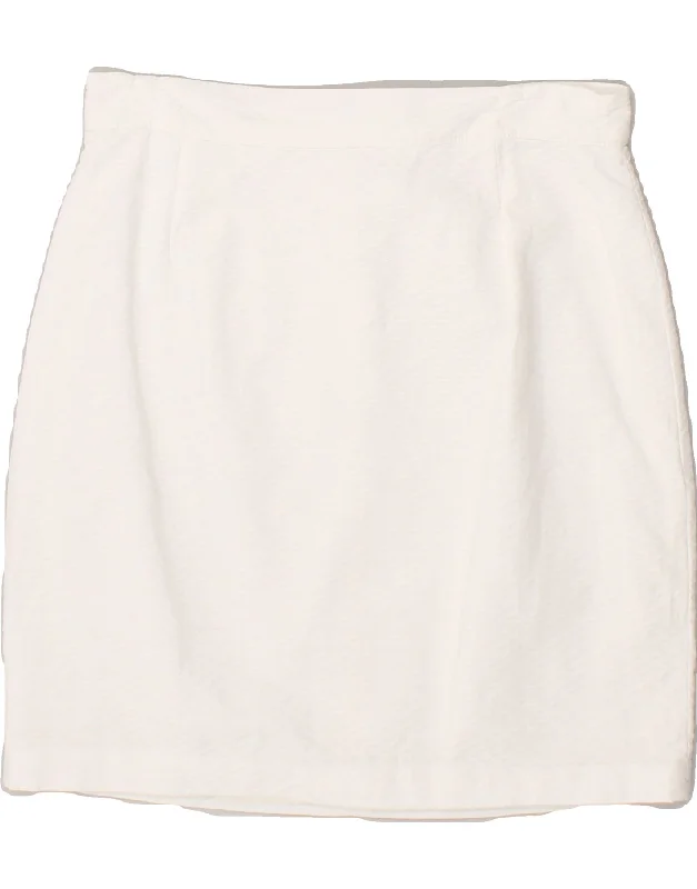 VINTAGE Womens Pencil Skirt W28 Medium  White leather skirt refined