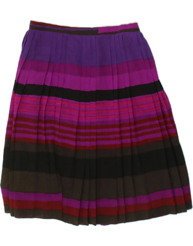 VINTAGE Womens Pleated A-Line Skirt W34 Large Multicoloured Striped Wool maxi skirt elegant VINTAGE Womens Pleated A-Line Skirt W34 Large Multicoloured Striped Wool maxi skirt elegant