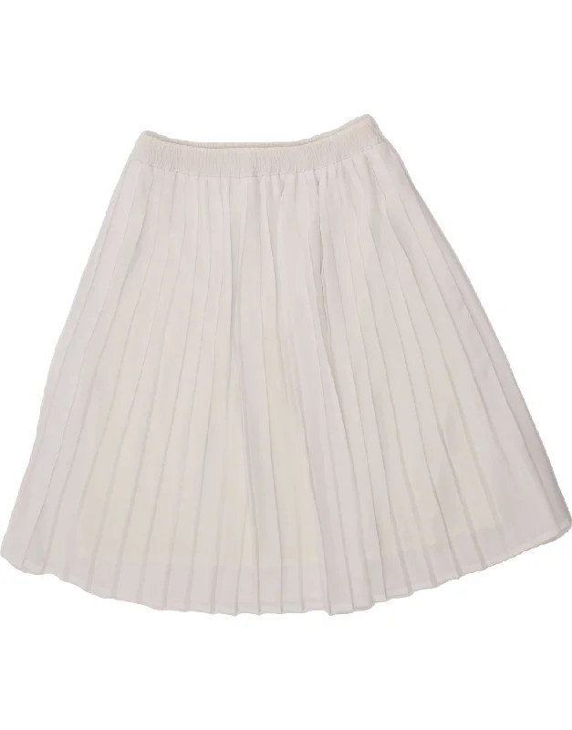 VINTAGE Womens Pleated Skirt W28 Medium  White leather skirt sleek