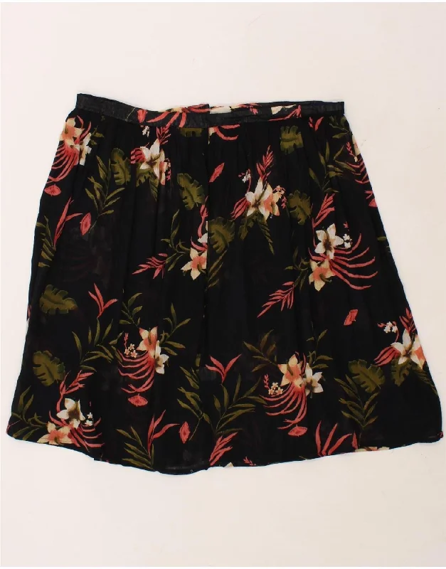 VINTAGE Womens See Through A-Line Skirt W40 2XL Black Floral chiffon skirt lightweight VINTAGE Womens See Through A-Line Skirt W40 2XL Black Floral chiffon skirt lightweight