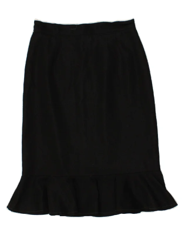 VINTAGE Womens Trumpet Skirt W28 Medium  Black wool skirt warm