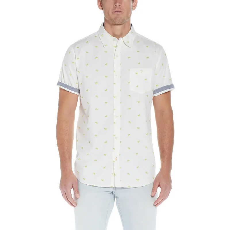 Weatherproof Vintage Mens Collar Printed Button-Down Shirt Comfortable Knit Short Shirt Weatherproof Vintage Mens Collar Printed Button-Down Shirt Comfortable Knit Short Shirt