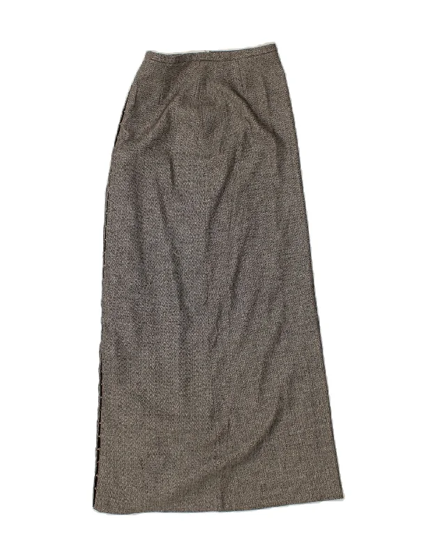 WHISTLES Womens Maxi Skirt UK 8 Small W26  Grey Herringbone Wool button skirt front
