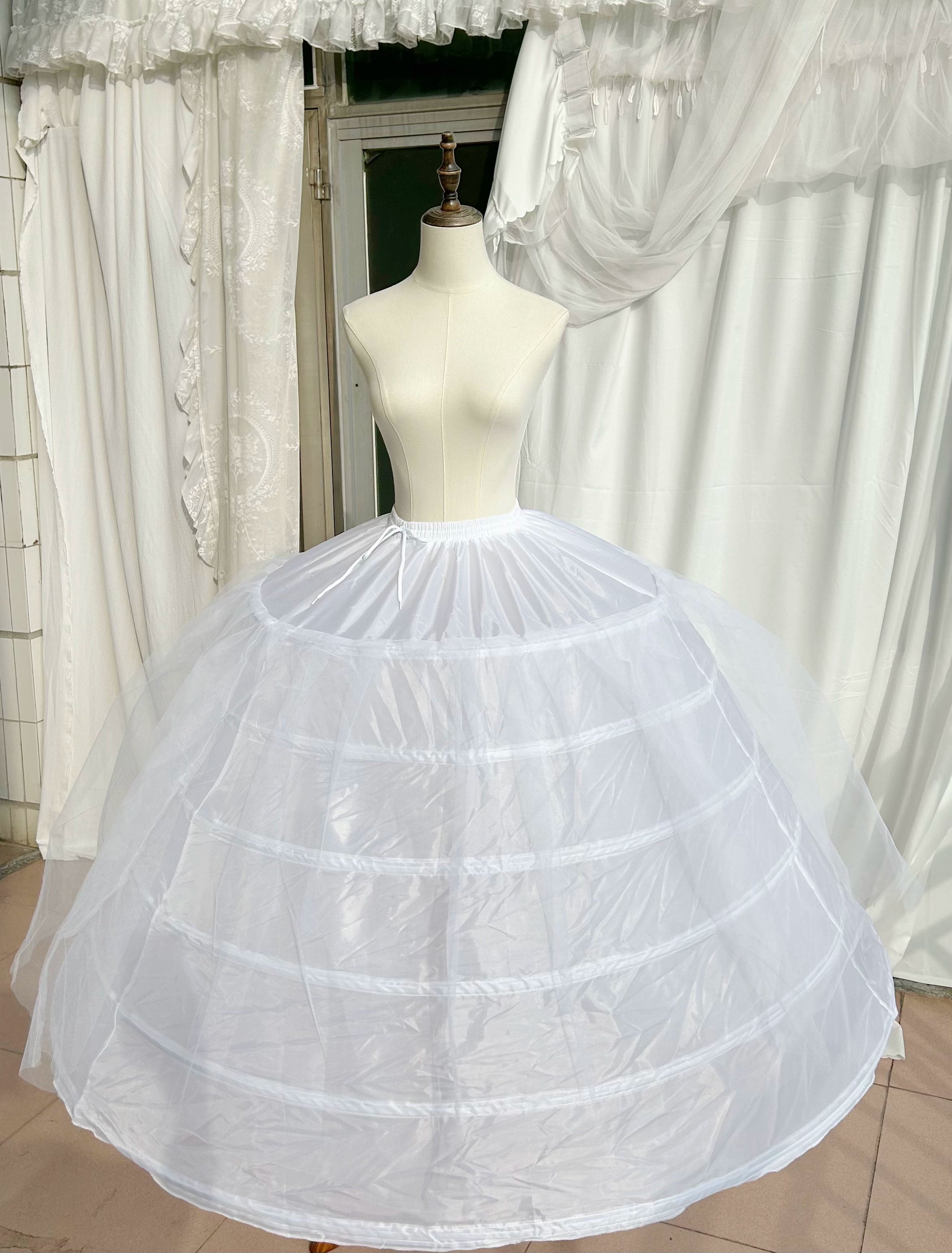 For You~White Lolita Long Petticoat Fishbone Skirt Support flowy skirt hem