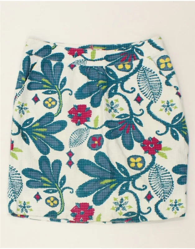WHITE STUFF Womens Low Waist Straight Skirt UK 10 Small W32 White Floral ribbed skirt waist WHITE STUFF Womens Low Waist Straight Skirt UK 10 Small W32 White Floral ribbed skirt waist