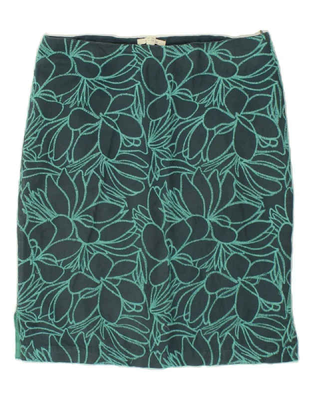WHITE STUFF Womens Straight Skirt UK 10 Small W32 Blue Floral Linen midi skirt versatile WHITE STUFF Womens Straight Skirt UK 10 Small W32 Blue Floral Linen midi skirt versatile