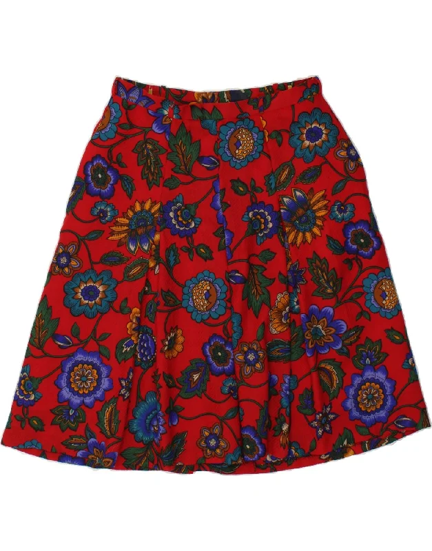 YOUR SIXTH SENSE Womens A-Line Skirt IT 44 Medium W32 Red Floral Polyester silk skirt elegant YOUR SIXTH SENSE Womens A-Line Skirt IT 44 Medium W32 Red Floral Polyester silk skirt elegant