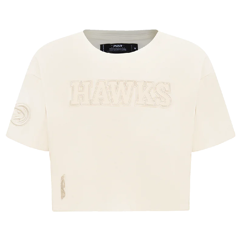 NBA ATLANTA HAWKS NEUTRAL WOMEN'S BOXY TEE (EGGSHELL) Print Jacquard Patchwork