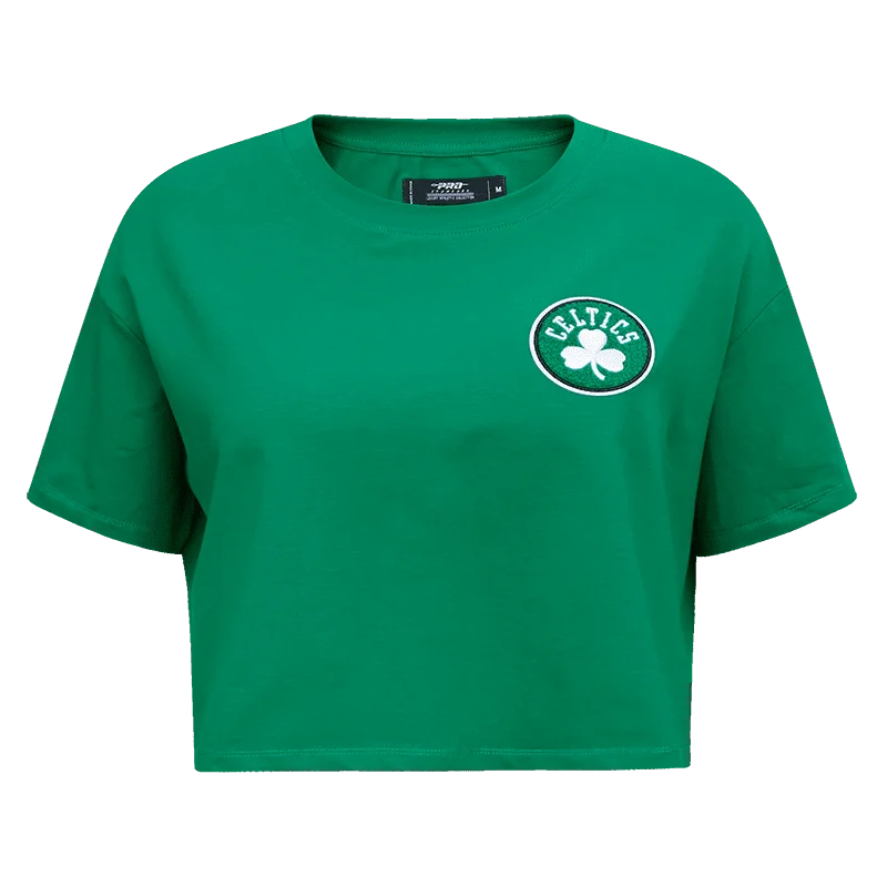 NBA BOSTON CELTICS CLASSIC WOMEN'S BOXY TEE (KELLY GREEN) Solid Print Embellished