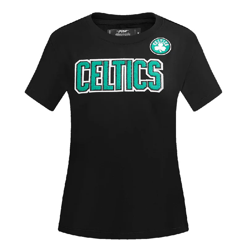 NBA BOSTON CELTICS CLASSIC WOMEN'S SLIM FIT TEE (BLACK) Houndstooth Herringbone Solid NBA BOSTON CELTICS CLASSIC WOMEN'S SLIM FIT TEE (BLACK) Houndstooth Herringbone Solid