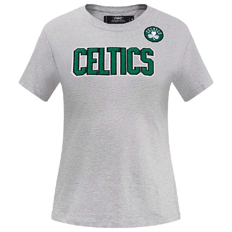 NBA BOSTON CELTICS CLASSIC WOMEN'S SLIM FIT TEE (HEATHER GREY) Solid Print Embellished NBA BOSTON CELTICS CLASSIC WOMEN'S SLIM FIT TEE (HEATHER GREY) Solid Print Embellished
