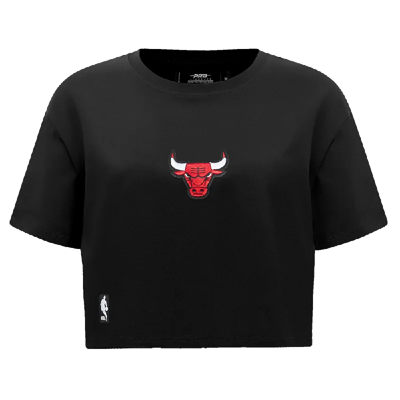 NBA CHICAGO BULLS WINGSPAN WOMEN'S SJ BOXY TEE (BLACK) Graphic T-Shirt Round Neck Polyester