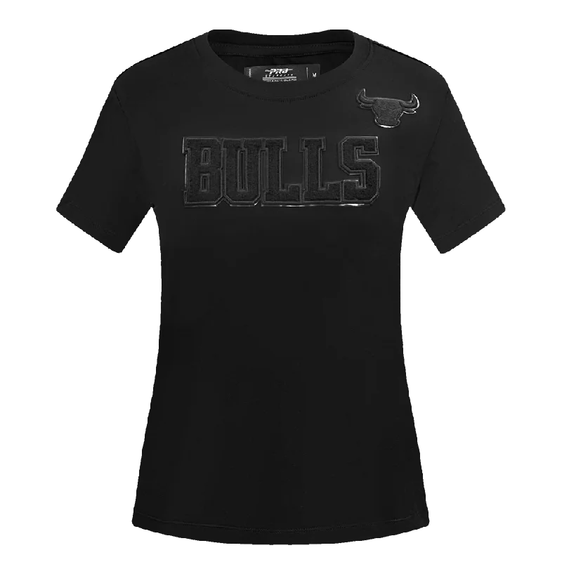 NBA CHICAGO BULLS TRIPLE BLACK WOMEN'S SLIM FIT TEE (TRIPLE BLACK) V-Neck T-Shirt Long Sleeve Cotton NBA CHICAGO BULLS TRIPLE BLACK WOMEN'S SLIM FIT TEE (TRIPLE BLACK) V-Neck T-Shirt Long Sleeve Cotton