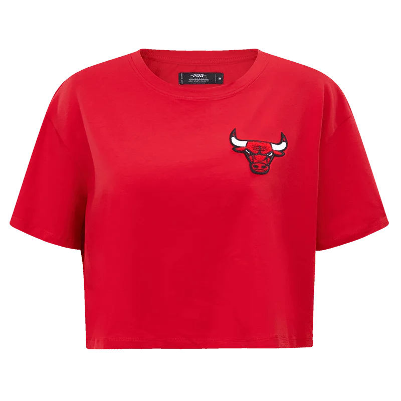 NBA CHICAGO BULLS CLASSIC WOMEN'S BOXY TEE (RED) Cashmere Blend Cotton Blend Poly Blend