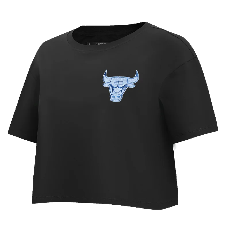 NBA CHICAGO BULLS VARSITY BLUES WOMEN'S BOXY TEE (BLACK) Modern Contemporary Chic