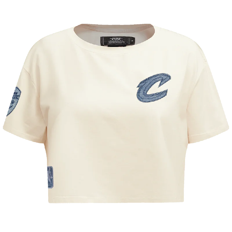 NBA CLEVELAND CAVALIERS VARSITY BLUES WOMEN'S BOXY TEE (LINEN) Elegant Classic Vintage NBA CLEVELAND CAVALIERS VARSITY BLUES WOMEN'S BOXY TEE (LINEN) Elegant Classic Vintage