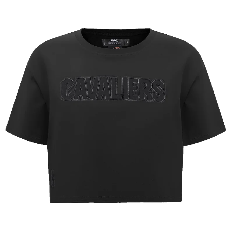 NBA CLEVELAND CAVALIERS NEUTRAL WOMEN'S BOXY TEE (BLACK) Chenille Blend Fleece Blend Nylon Blend NBA CLEVELAND CAVALIERS NEUTRAL WOMEN'S BOXY TEE (BLACK) Chenille Blend Fleece Blend Nylon Blend