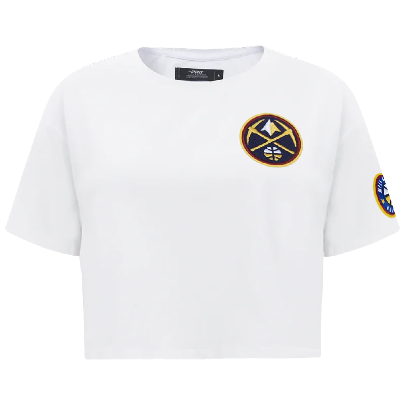 NBA DENVER NUGGETS CLASSIC WOMEN'S BOXY TEE (WHITE) Anti-Shrink Durable Soft