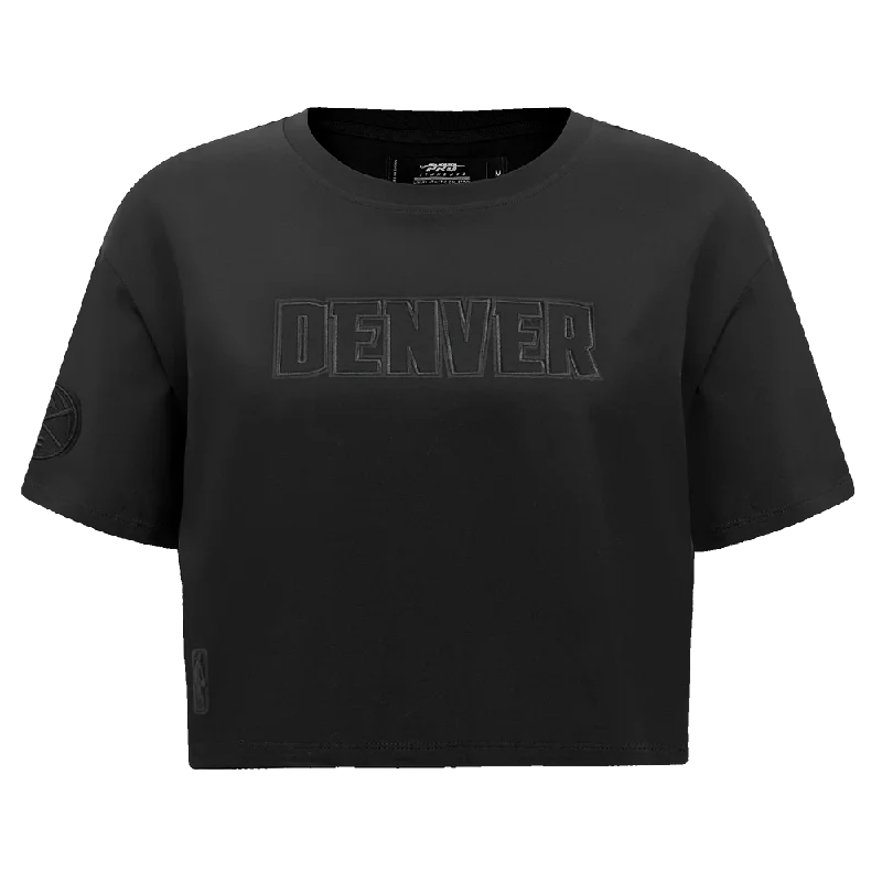 NBA DENVER NUGGETS NEUTRAL WOMEN'S BOXY TEE (BLACK) Spandex Blend Rayon Blend Denim Blend NBA DENVER NUGGETS NEUTRAL WOMEN'S BOXY TEE (BLACK) Spandex Blend Rayon Blend Denim Blend