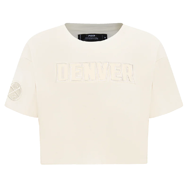 NBA DENVER NUGGETS NEUTRAL WOMEN'S BOXY TEE (EGGSHELL) Silk Blend Satin Velvet