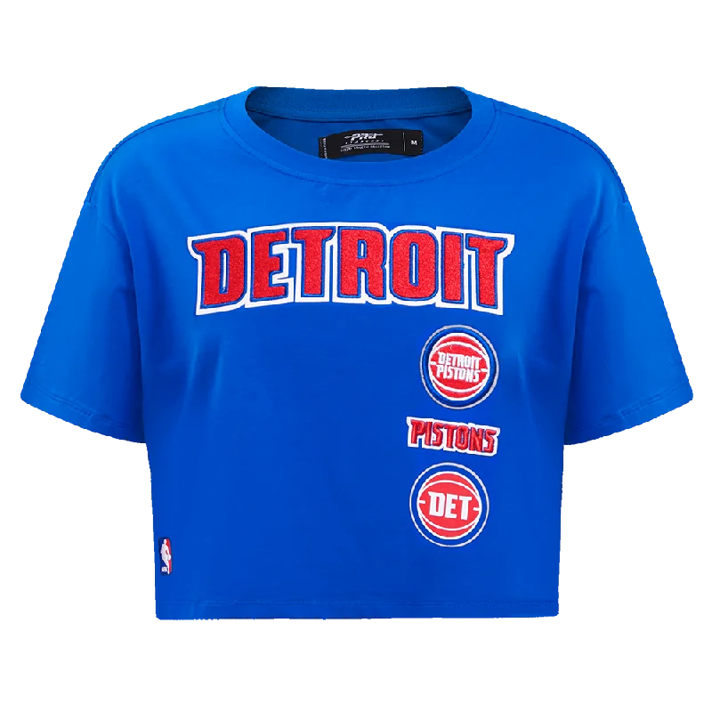 NBA DETROIT PISTONS RETRO CLASSIC WOMEN'S BOXY TEE (ROYAL BLUE) Machine Wash Dry Clean Hand Wash NBA DETROIT PISTONS RETRO CLASSIC WOMEN'S BOXY TEE (ROYAL BLUE) Machine Wash Dry Clean Hand Wash