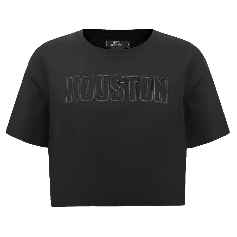 NBA HOUSTON ROCKETS NEUTRAL WOMEN'S BOXY TEE (BLACK) Anti-Shrink Durable Soft