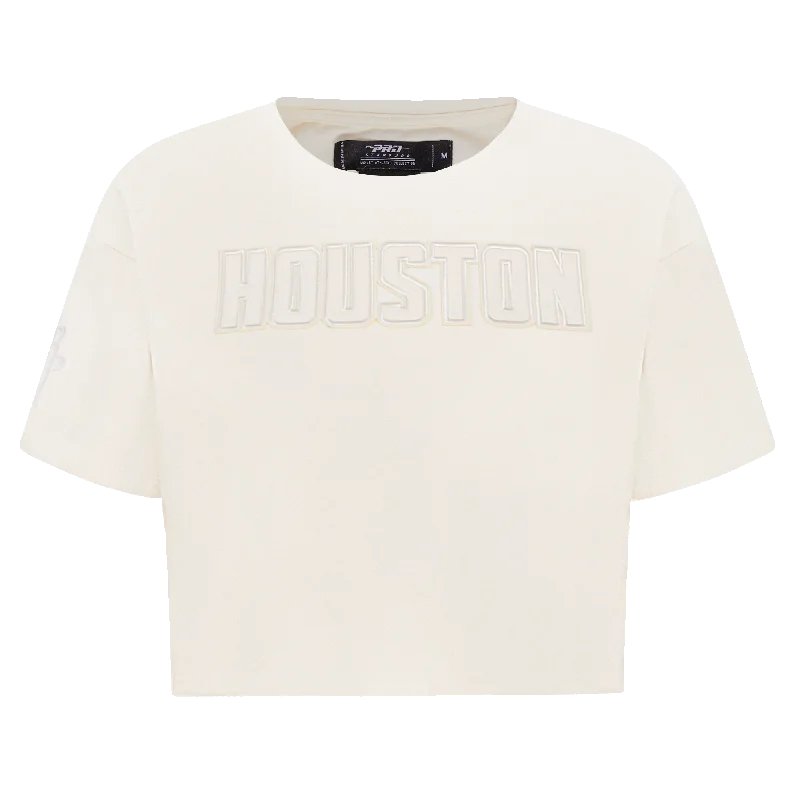 NBA HOUSTON ROCKETS NEUTRAL WOMEN'S BOXY TEE (EGGSHELL) Machine Wash Dry Clean Hand Wash NBA HOUSTON ROCKETS NEUTRAL WOMEN'S BOXY TEE (EGGSHELL) Machine Wash Dry Clean Hand Wash