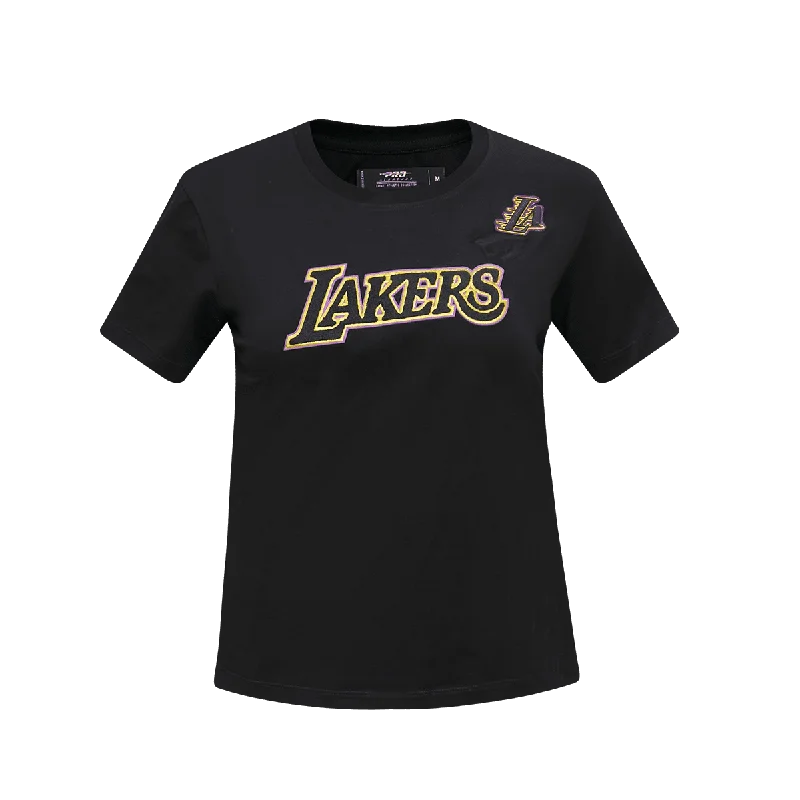 NBA LOS ANGELES LAKERS CLASSIC WOMEN'S SLIM FIT TEE (BLACK) Zippered Front Buttoned Front Snap Front NBA LOS ANGELES LAKERS CLASSIC WOMEN'S SLIM FIT TEE (BLACK) Zippered Front Buttoned Front Snap Front