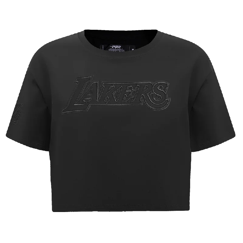NBA LOS ANGELES LAKERS NEUTRAL WOMEN'S BOXY TEE (BLACK) Thin T-Shirt Open Front Quick Dry NBA LOS ANGELES LAKERS NEUTRAL WOMEN'S BOXY TEE (BLACK) Thin T-Shirt Open Front Quick Dry