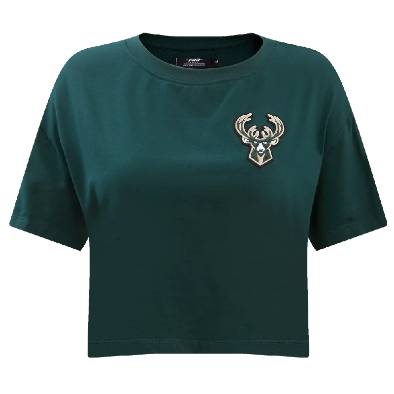 NBA MILWAUKEE BUCKS CLASSIC WOMEN'S BOXY TEE (FOREST GREEN) Modern Contemporary Chic NBA MILWAUKEE BUCKS CLASSIC WOMEN'S BOXY TEE (FOREST GREEN) Modern Contemporary Chic
