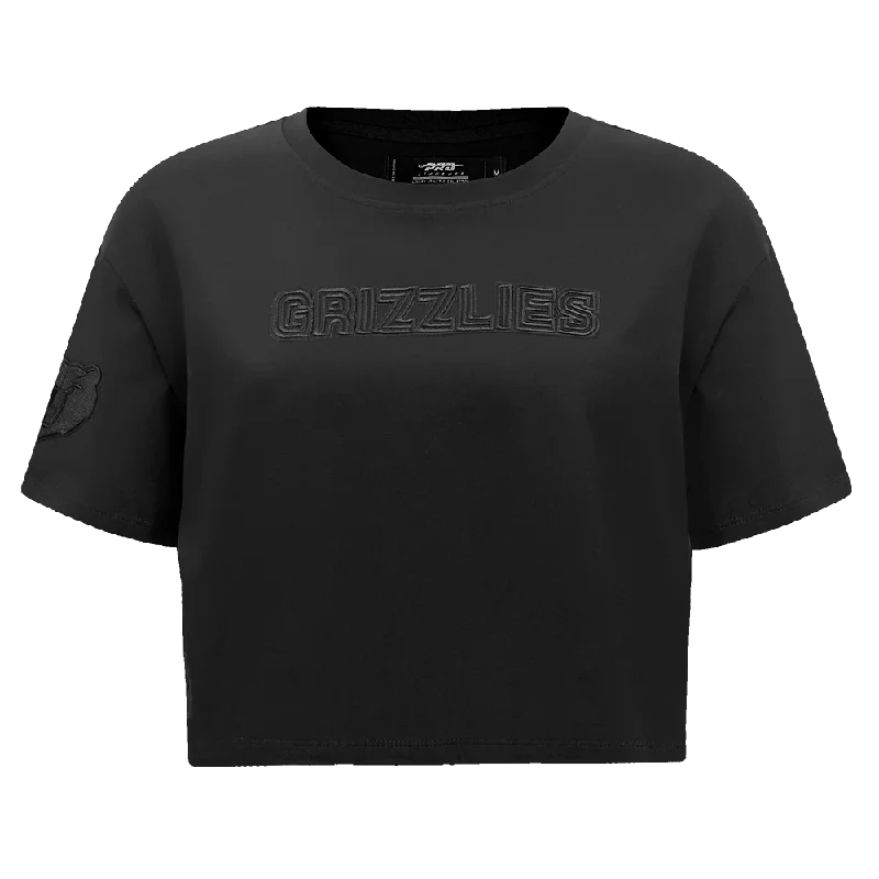 NBA MEMPHIS GRIZZLIES NEUTRAL WOMEN'S BOXY TEE (BLACK) Elasticated Padded Insulated