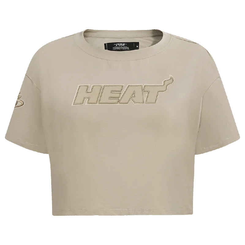 NBA MIAMI HEAT NEUTRAL WOMEN'S BOXY TEE (TAUPE) Elegant Classic Vintage