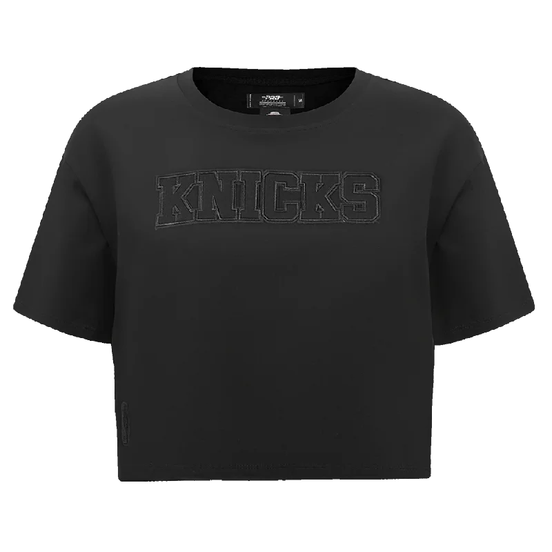 NBA NEW YORK KNICKS NEUTRAL WOMEN'S BOXY TEE (BLACK) Oversized T-Shirt Spandex breathable NBA NEW YORK KNICKS NEUTRAL WOMEN'S BOXY TEE (BLACK) Oversized T-Shirt Spandex breathable