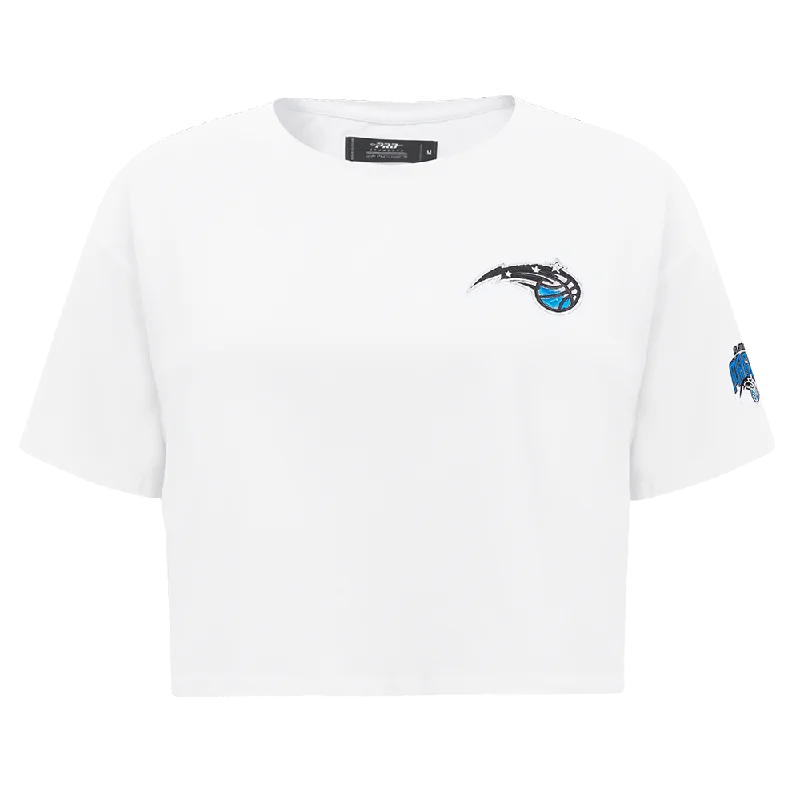NBA ORLANDO MAGIC CLASSIC WOMEN'S BOXY TEE (WHITE) Front Pockets Side Pockets Patch Pockets NBA ORLANDO MAGIC CLASSIC WOMEN'S BOXY TEE (WHITE) Front Pockets Side Pockets Patch Pockets