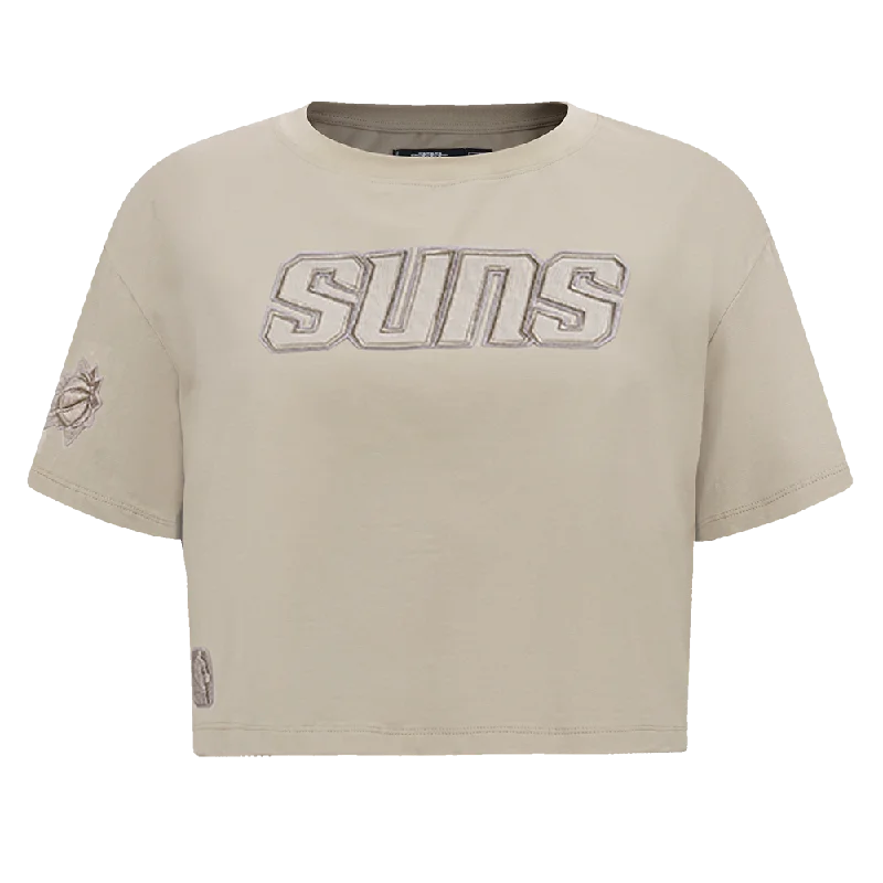 NBA PHOENIX SUNS NEUTRAL WOMEN'S BOXY TEE (TAUPE) Layered Multi-layer Single Layer