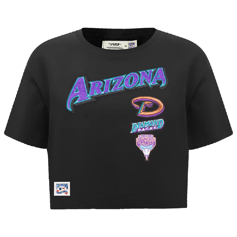 MLB ARIZONA DIAMONDBACKS RETRO CLASSIC WOMEN'S BOXY TEE (BLACK) Houndstooth Herringbone Solid MLB ARIZONA DIAMONDBACKS RETRO CLASSIC WOMEN'S BOXY TEE (BLACK) Houndstooth Herringbone Solid