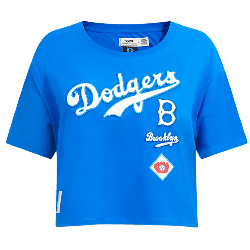 MLB BROOKLYN DODGERS RETRO CLASSIC WOMEN'S BOXY TEE (ROYAL BLUE) Anti-Pilling Machine Wash Handmade MLB BROOKLYN DODGERS RETRO CLASSIC WOMEN'S BOXY TEE (ROYAL BLUE) Anti-Pilling Machine Wash Handmade