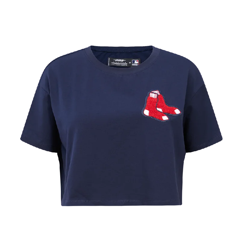 MLB BOSTON RED SOX CLASSIC WOMEN'S BOXY TEE (MIDNIGHT NAVY) Lace Blend Ribbed Blend Corduroy Blend MLB BOSTON RED SOX CLASSIC WOMEN'S BOXY TEE (MIDNIGHT NAVY) Lace Blend Ribbed Blend Corduroy Blend