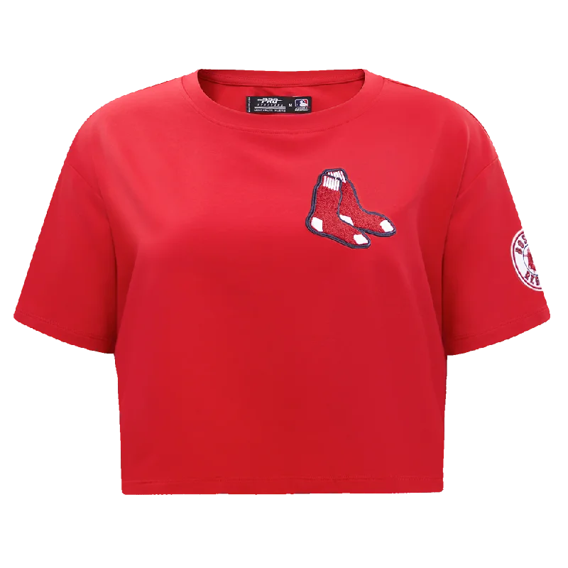 MLB BOSTON RED SOX CLASSIC WOMEN'S BOXY TEE (RED) Basic T-Shirt Crew Neck Short Sleeve MLB BOSTON RED SOX CLASSIC WOMEN'S BOXY TEE (RED) Basic T-Shirt Crew Neck Short Sleeve