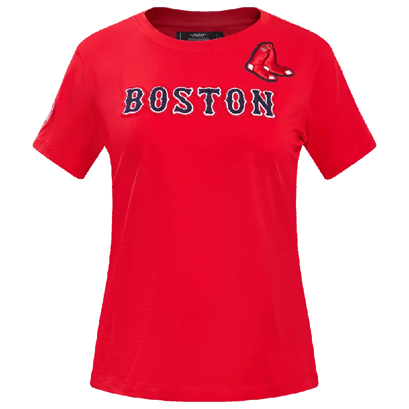 MLB BOSTON RED SOX CLASSIC WOMEN'S SJ SLIM FIT TEE (RED) Zippered Front Buttoned Front Snap Front